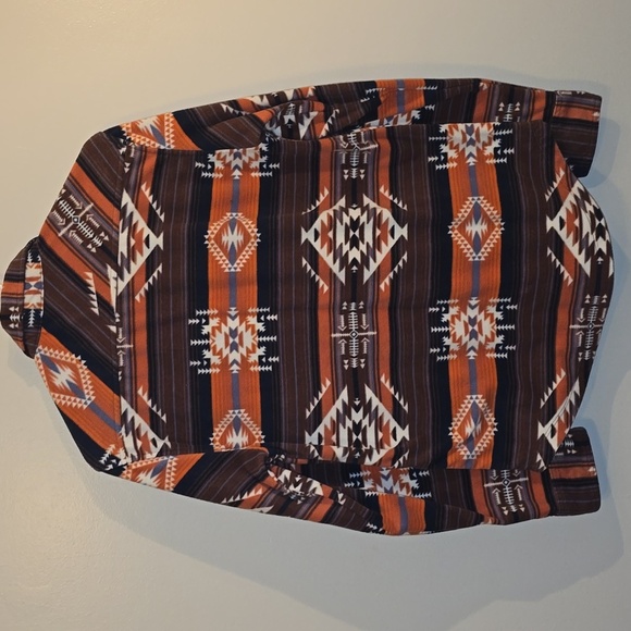 George Orange and Brown Plaid Aztec Western Shirt LOT O - Picture 6 of 6